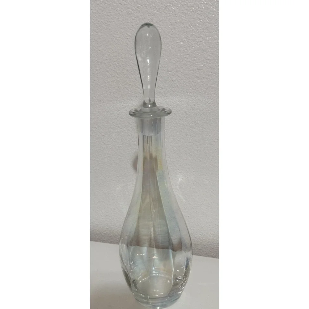 Vintage Toscany Handblown Iridescent Decanter Genie Bottle With Stopper 15
